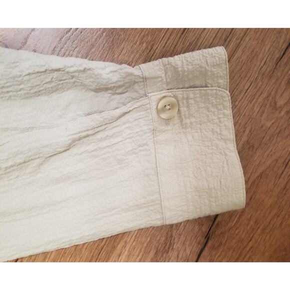 White Stage Beige Crinkle Blouse Button Up 3/4 Cuffed Sleeves Size XL (16-18) - Picture 7 of 10